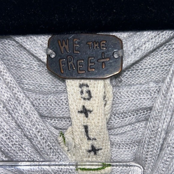 We the Free People Lover Rib Knit Split Back Pullover Gray Sweater Lightweight L - Picture 14 of 15